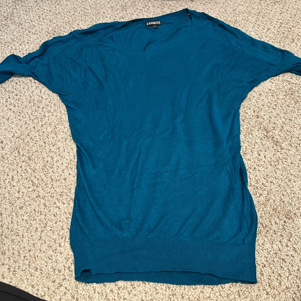 Express XS Mesh Short Sleeve Bat Wing Sweater